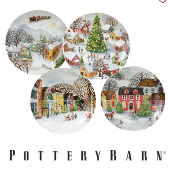 Pottery Barn Holiday Retired Pottery Barn Winter Village Salad